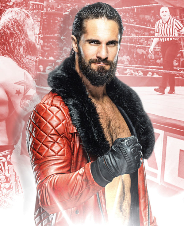 Seth Rollins WWE leather jacket with faux shearling collar for a stylish look in USA market