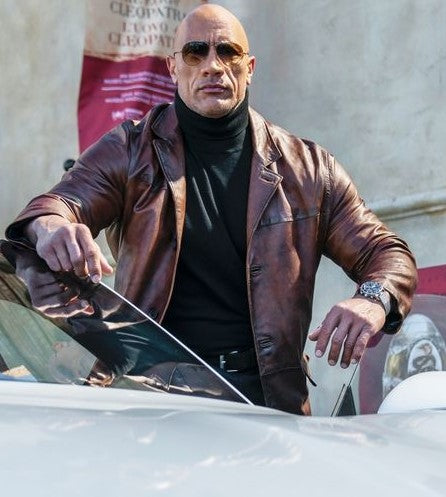 Red Notice Look Decadent Leather Coat Worn by Dwayne Johnson | Red Notice Dwayne Johnson Leather Coat