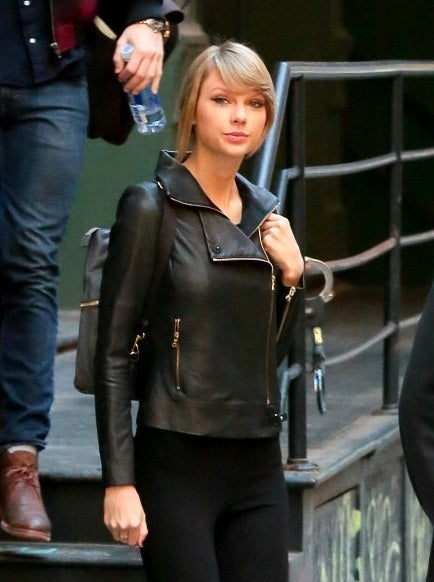Elegant Black Leather Jacket Worn By Taylor Swift | Taylor Swift Elegant Black Leather Jacket