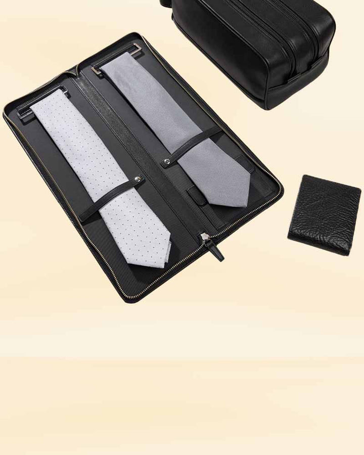 Durable leather tie case for storage