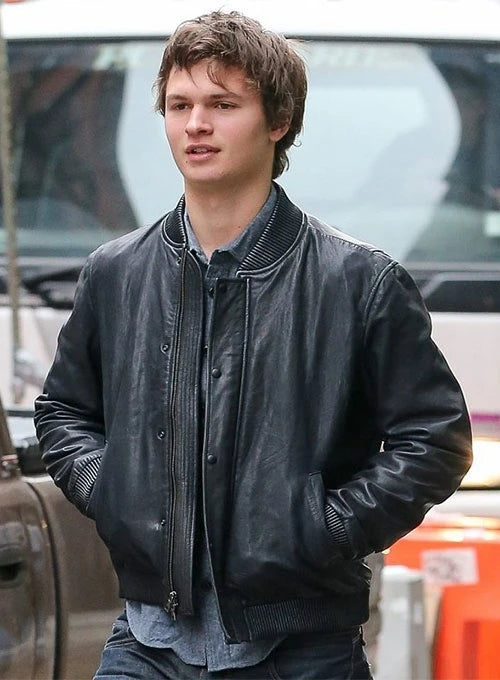 Ansel Elgort's sleek leather jacket adding to his fashion statement in American style