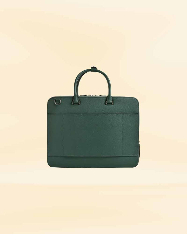 Stylish green leather briefcase for the modern professional