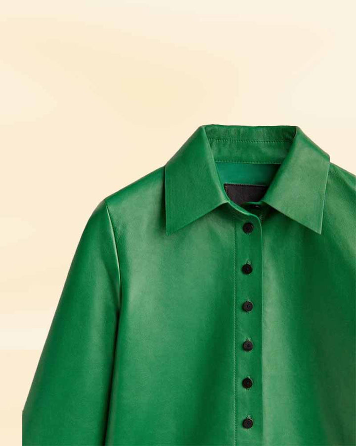 Elegant green Nappa leather shirt for a sleek look in USA