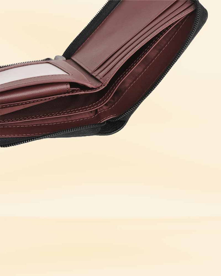 Convenient zip-around leather wallet with easy access to all essentials
