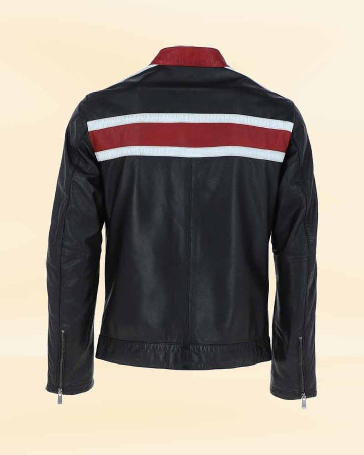 Durable men's leather biker jacket in black built for speed and style