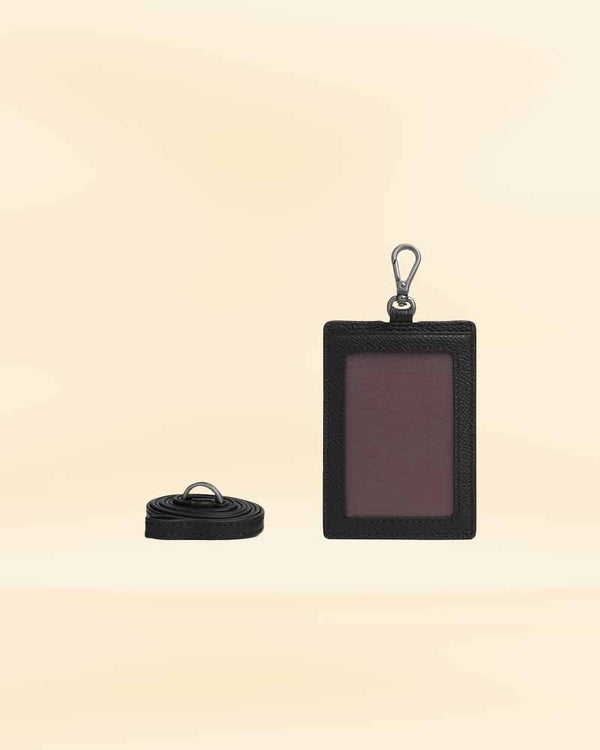 Stylish leather cardholder with attached lanyard for hands-free access