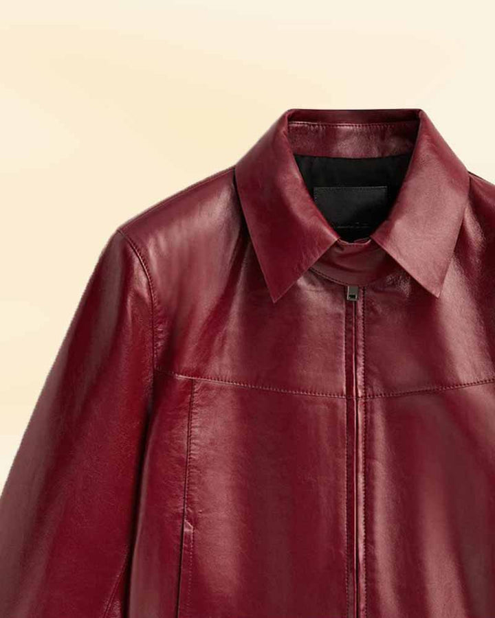 Elegant women's patent finish leather jacket for a sleek look