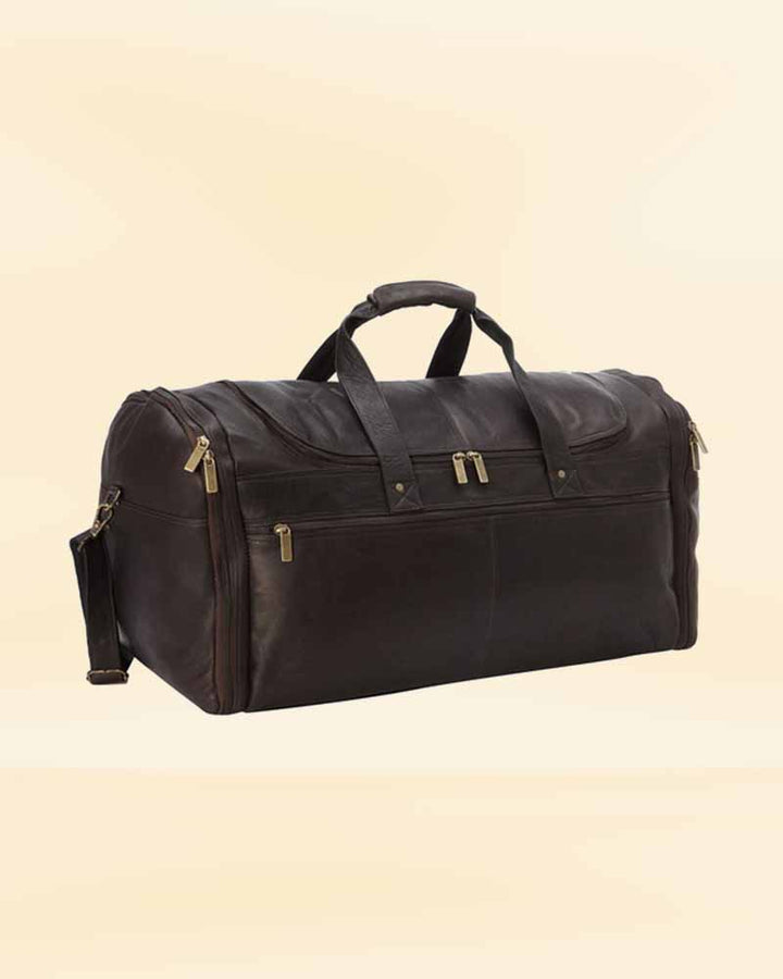 Elegant Leather Duffle Bag and Shaving Kit Combo for the sophisticated traveler