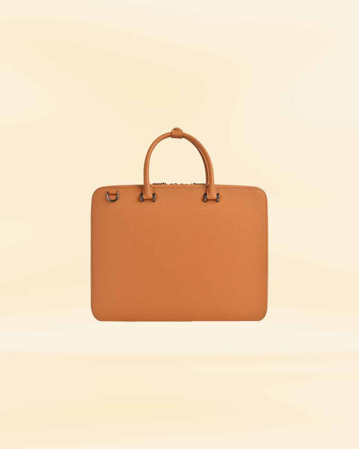 Durable brown leather briefcase for daily use