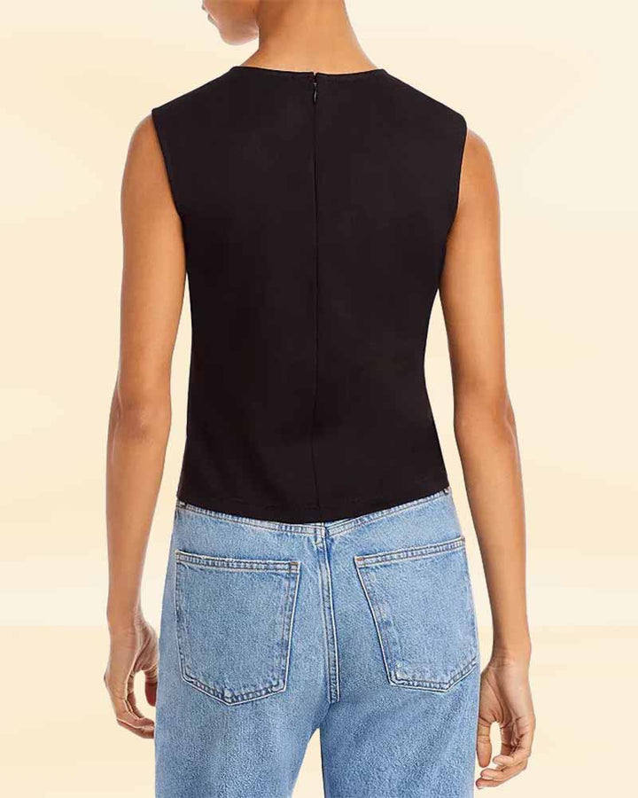 Experience the luxury of a leather front tank top