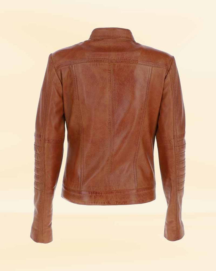 Stylish leather motorcycle jacket for ladies