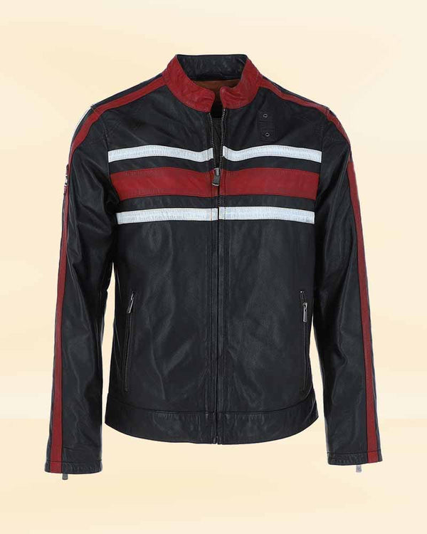Classic men's leather biker jacket in black for timeless style