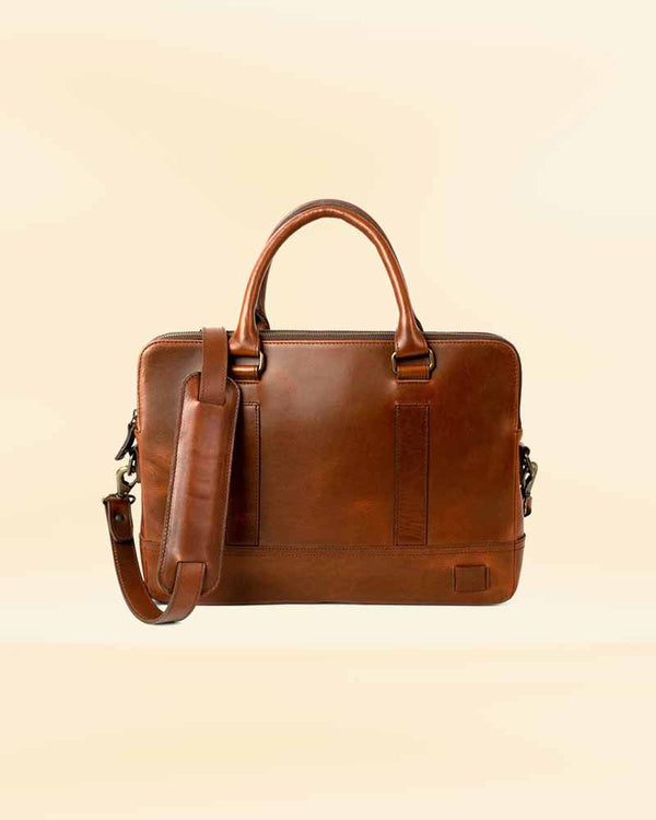 The durability of our leather attache, perfect for the American market