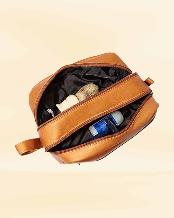 Hard-wearing Leather Duffle Bag and Shaving Kit Combo built to last