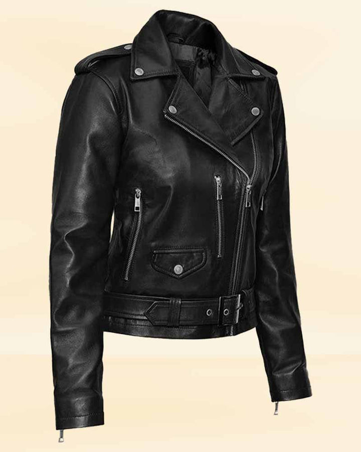 Get the celebrity look with Lucy Hale's stylish leather jacket in USA style