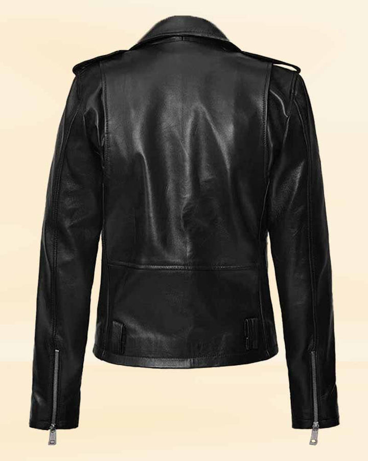 Experience the luxury of genuine leather with this Lucy Hale jacket in German style