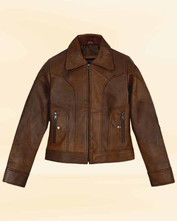  black leather jacket with zip closure