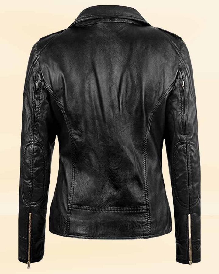 Stand out from the crowd with this statement leather jacket worn by Sarah Connor in US market
