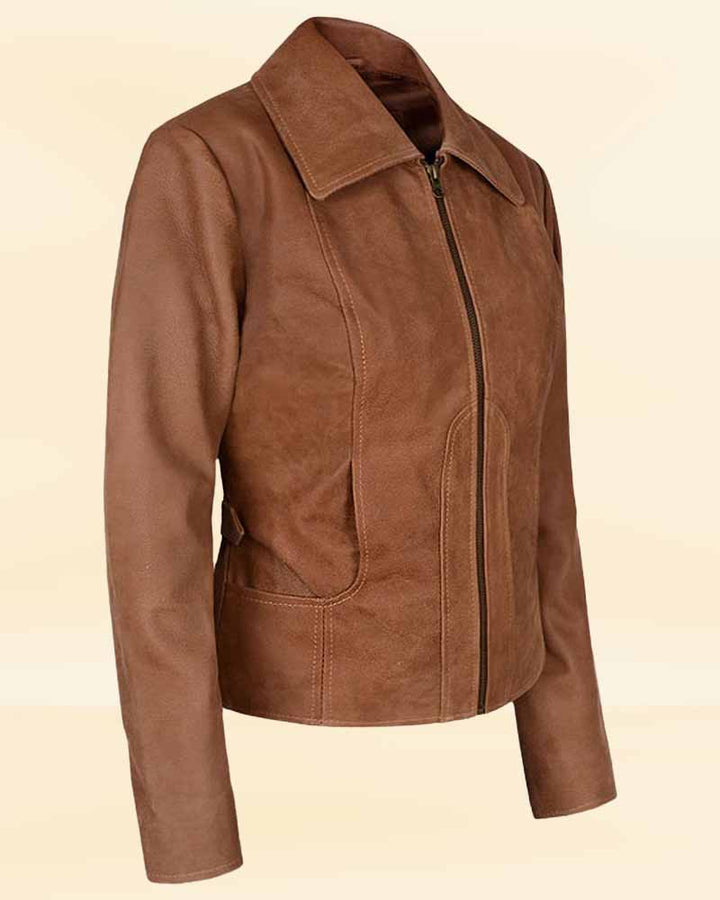 Stand out from the crowd with this women's leather jacket inspired by Jennifer Lopez in Gigli in American market