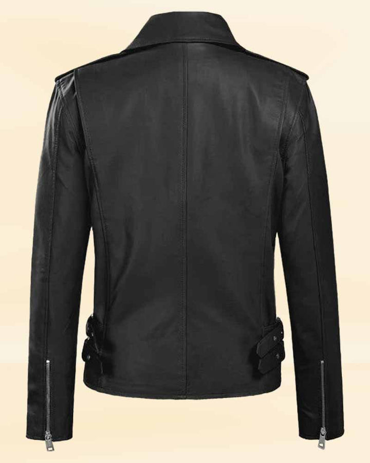 Experience the luxury of genuine leather with Hilary Duff's jacket in American market