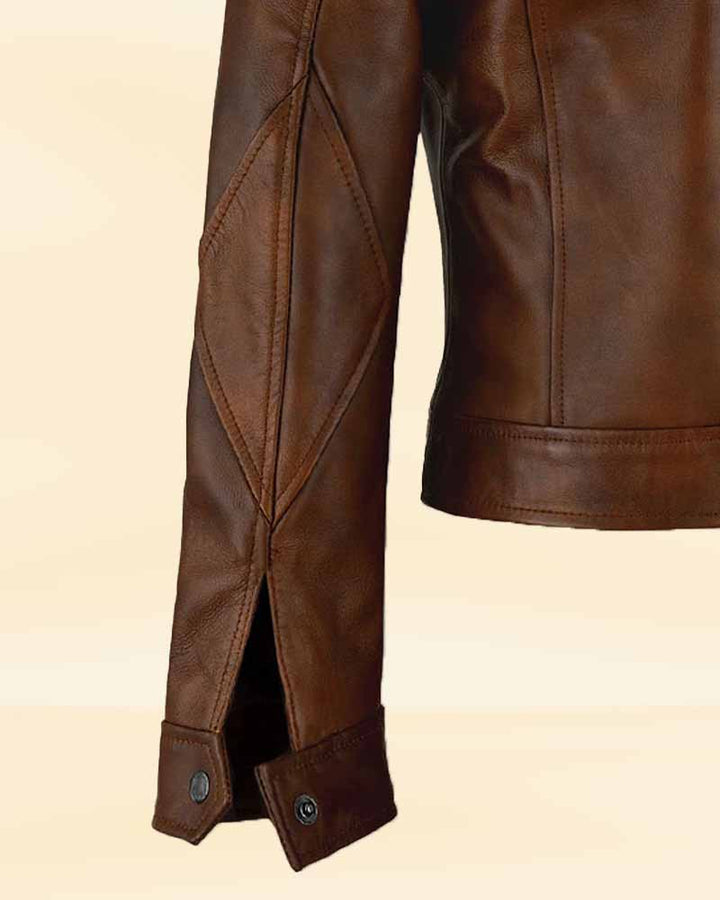 Classic leather jacket with a slim-fit silhouette