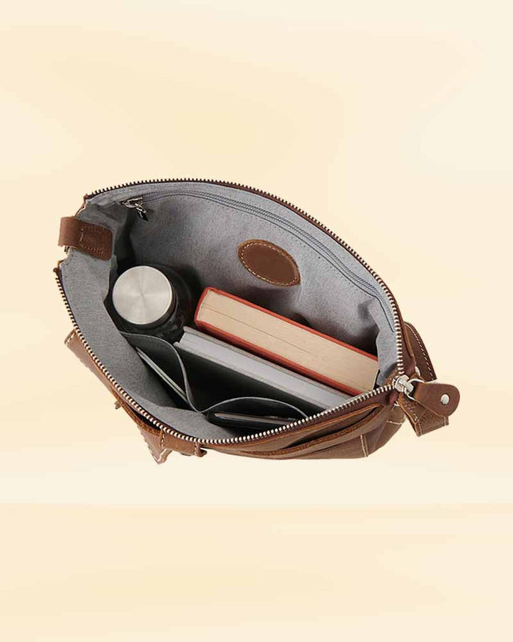 A unique and stylish leather Villager Tribe bag, perfect for the American market