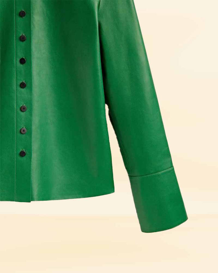 Handcrafted green Nappa leather shirt for the connoisseur of fine leather goods