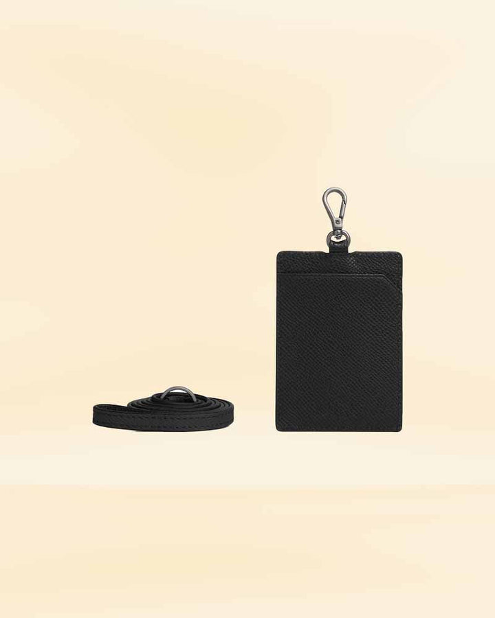Leather cardholder with detachable lanyard for convenient carrying