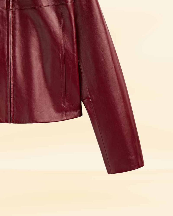 Classic women's patent finish leather jacket for timeless style