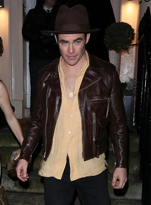 Sleek and Cool: Chris Pine Leather Jacket in USA market