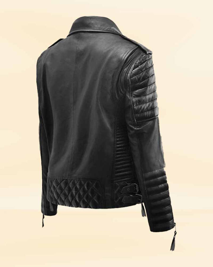 Unique burnt charcoal leather jacket for a rugged feminine look in USA