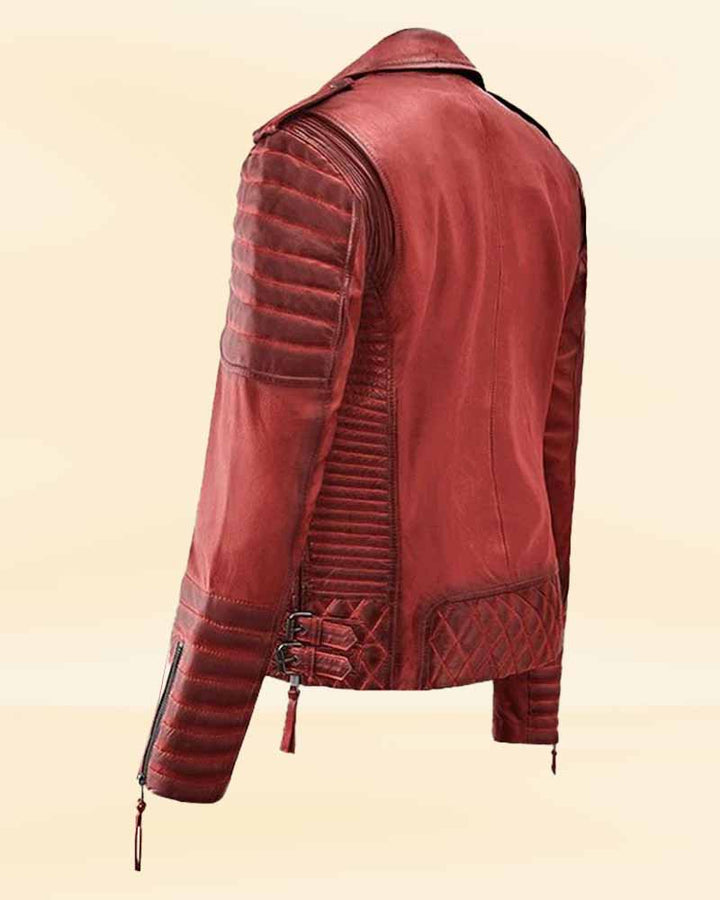 High-quality leather jacket in a burnt red shade for women in USA