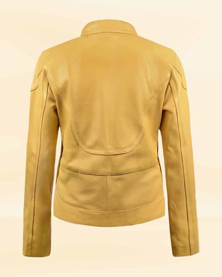 Megan Fox Yellow Leather Biker Jacket