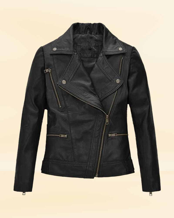 Women's chic and cozy black sheepskin leather jacket in USA