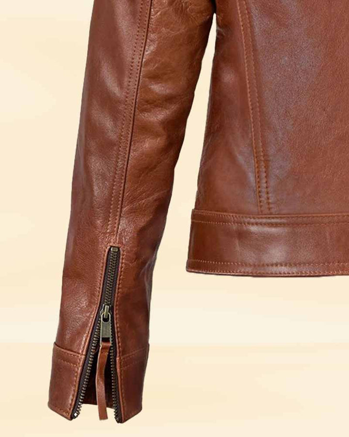 Make a timeless fashion statement with a brown leather jacket in USA
