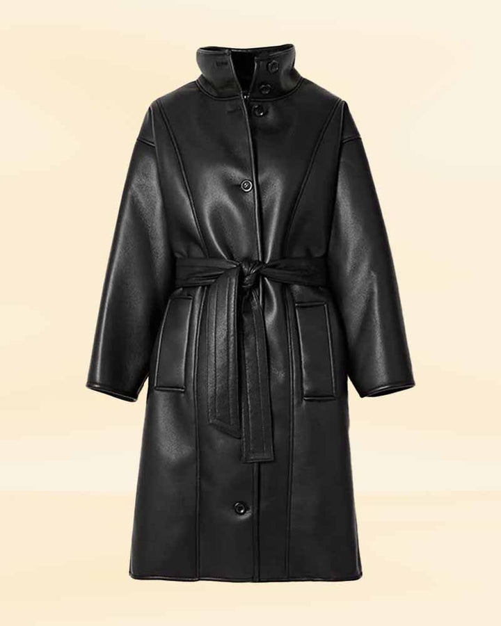 Stylish and custom-made wrap leather trench coat for a chic look