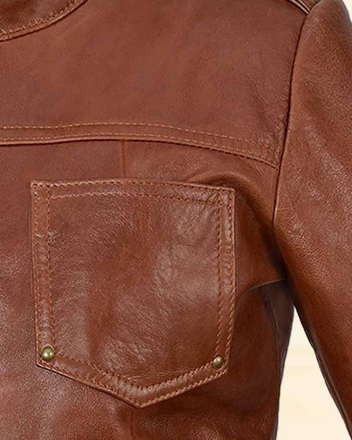 Luxurious leather jacket with a unique and eye-catching design