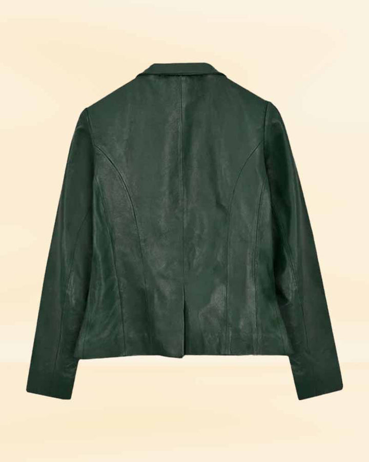 Elevate your style with our green leather blazer for women, now available in the USA