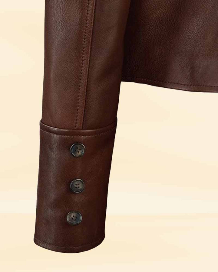 Stylish Spanish Brown Leather Jacket inspired by Katherine Heigl in USA