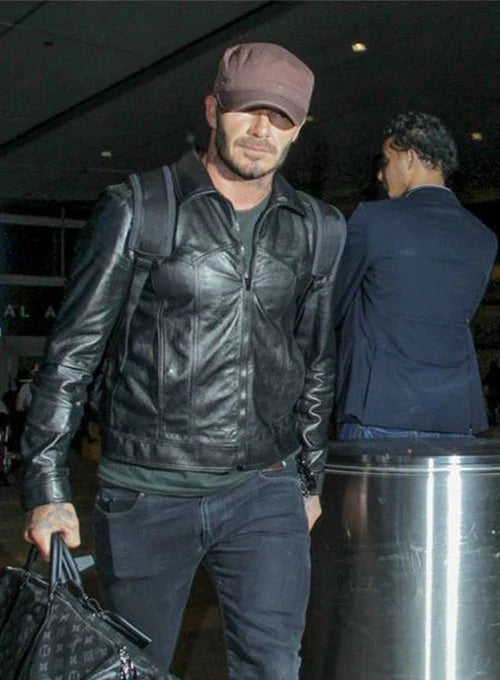 Premium Black Real Leather Jacket Worn By David Beckham | David Beckham Premium Black Real Leather Jacket
