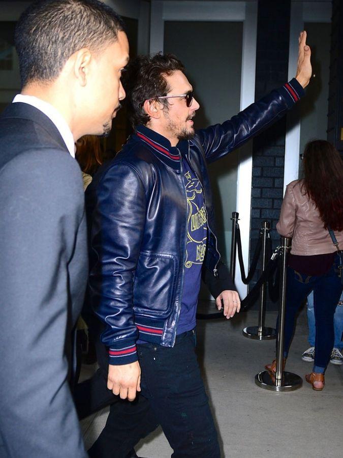 Get the sleek and edgy look of James Franco's blue leather jacket in American style