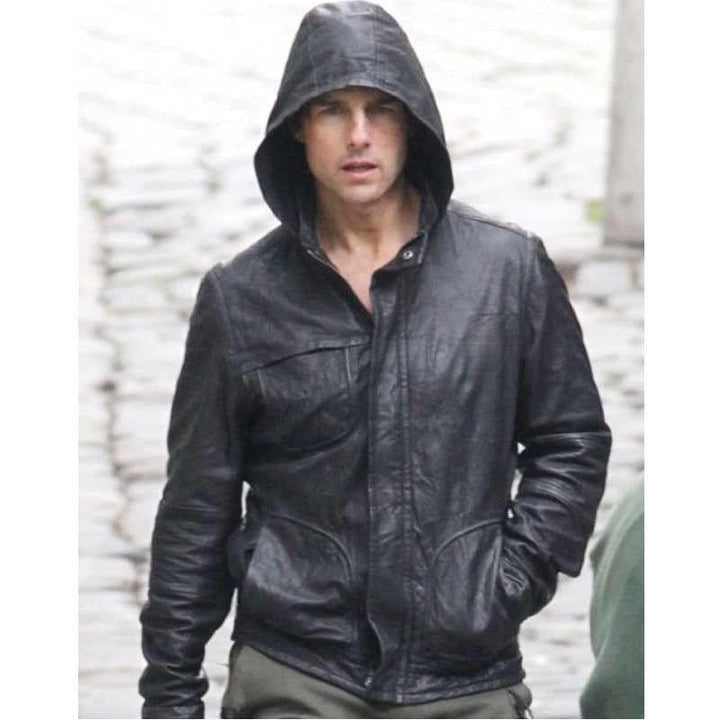 Stay sleek and trendy with the Ghost Protocol black hoodie leather jacket seen on Tom Cruise in American style