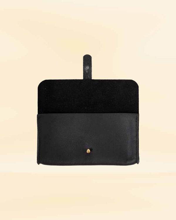 Stylish black wallet with wrist strap in USA