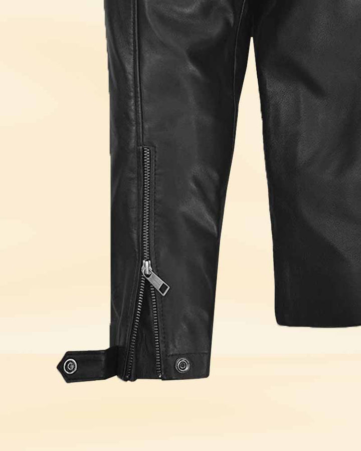 Lan Somerhalder's sleek black leather jacket in USA market