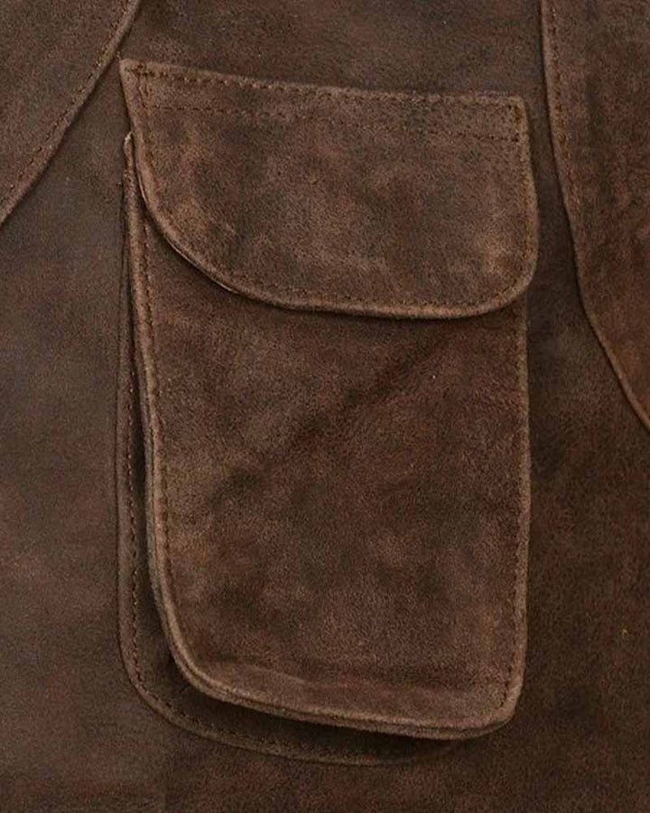 Brown Motorcycle Jacket with Protective Features