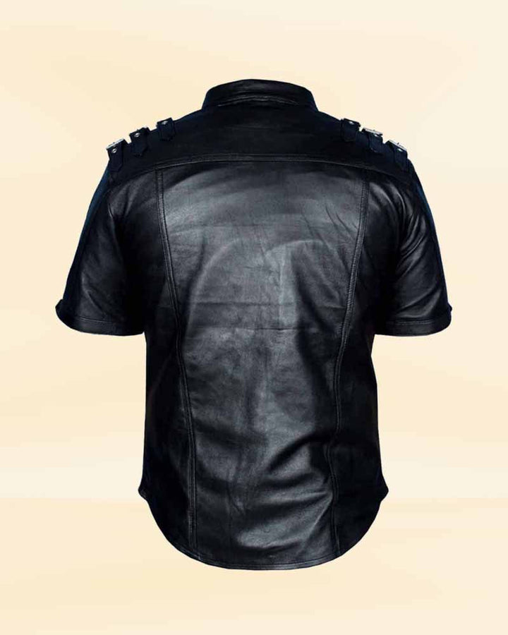 sheepskin shirt with snap button closure