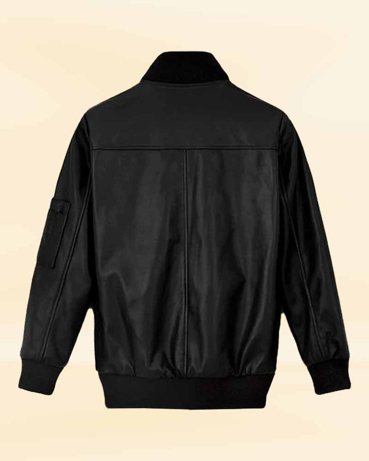 Get the celebrity look with the Eminem bomber style leather jacket in American style