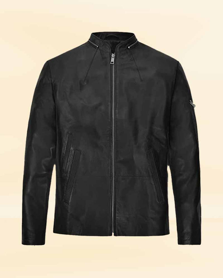 Get the celebrity look with the Lan Somerhalder stylish black leather jacket in American style