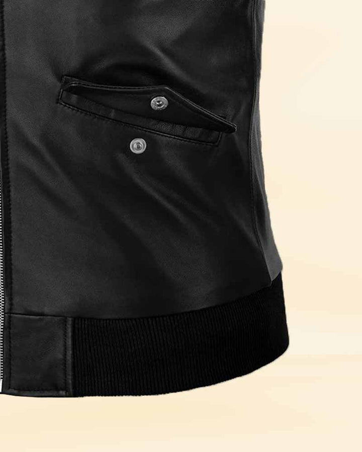 Upgrade your wardrobe with the stylish and edgy bomber style leather jacket worn by Eminem in UK style