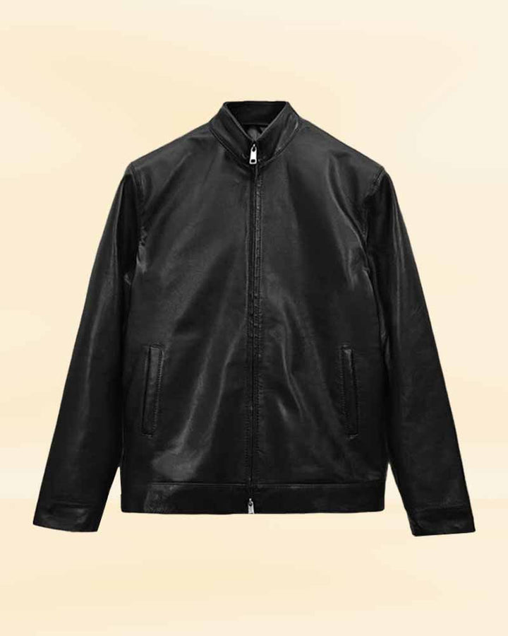 Upgrade your wardrobe with the black leather jacket worn by Nikolaj Coster-Waldau for a timeless and elegant appearance in German market
